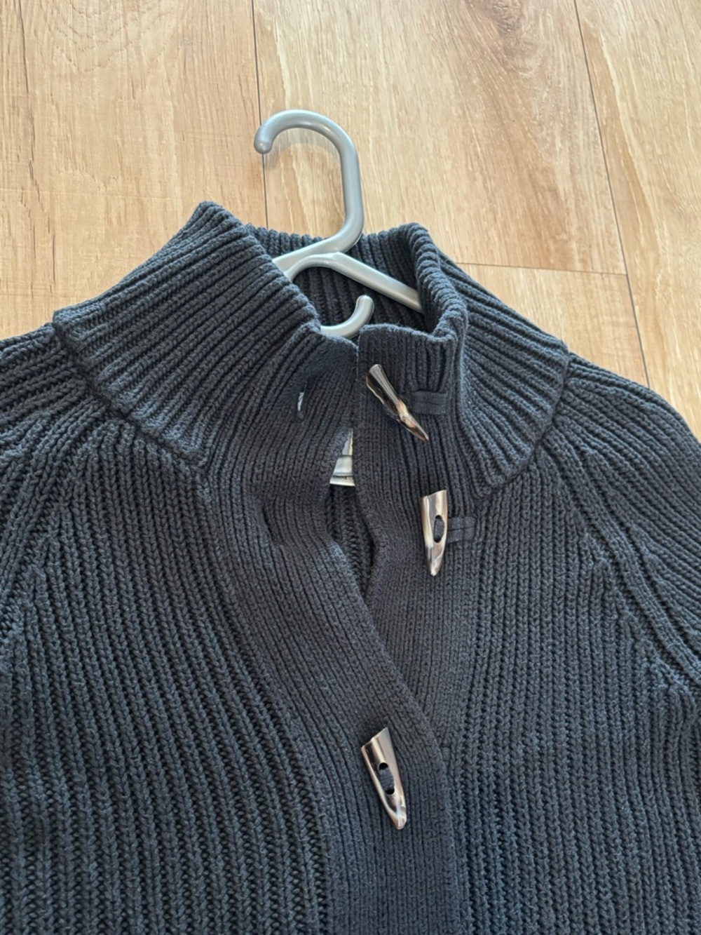 Talbots Black Ribbed Button-Front Cardigan - Picture 8 of 8
